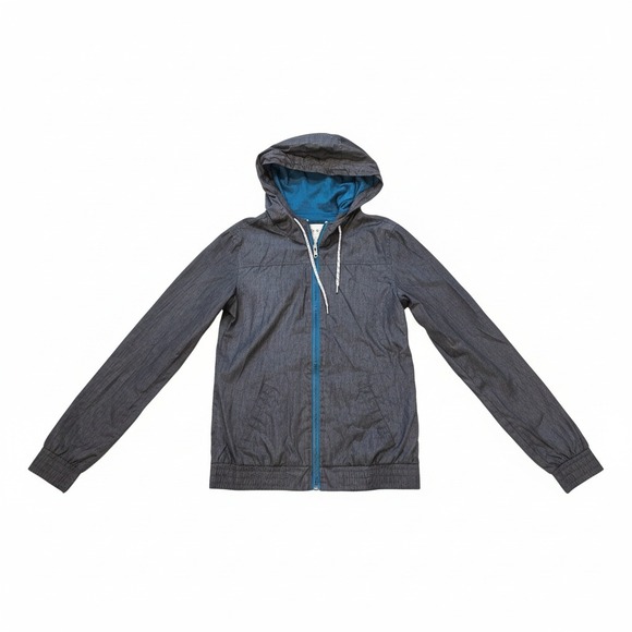 Zine Clothing Jackets & Blazers - Zine‎ Women's Charcoal Heathered Lightweight Hooded Windbreaker Jacket XS